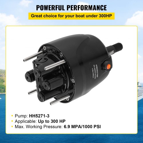 thumbnail image 2 of HH5271-3 Hydraulic Steering Helm Pump – 1.7 Cu In Front Mount Replacement For Seastar Helm, Up To 300HP Engines, 4.9 Lock-to-Lock Turns, Built-in Lock Valve,Compatible With Boat Hydraulic Steering Kit 2 of 9