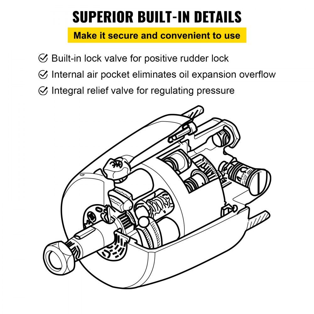 VEVOR Outboard Hydraulic Steering Pump Helm 300 HP Hydraulic Pump HH5271-3 for Cruisers Runabouts Boats