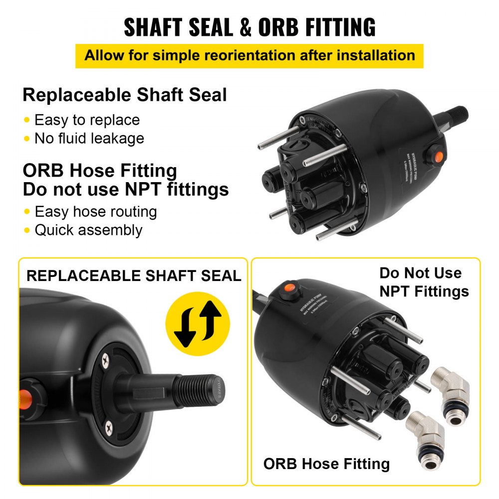 VEVOR Outboard Hydraulic Steering Pump Helm 300 HP Hydraulic Pump HH5271-3 for Cruisers Runabouts Boats