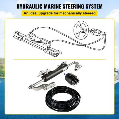 VEVOR Hydraulic Steering Kit 300HP Hydraulic Steering Compact Cylinder Hydraulic Outboard Steering Kit with Helm Pump for Boat Marine Steering System