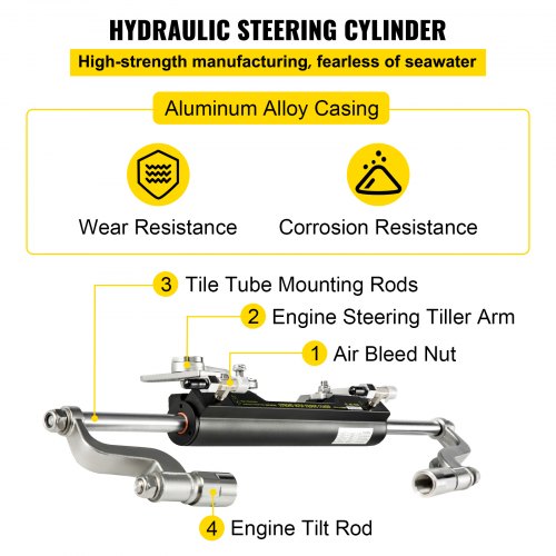 VEVOR Hydraulic Steering Kit 300HP Hydraulic Steering Compact Cylinder Hydraulic Outboard Steering Kit with Helm Pump for Boat Marine Steering System