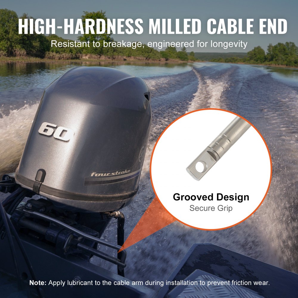 VEVOR Boat Steering Cable, 17 Feet Outboard Marine Rotary Steering Cable, 1/2 Ton High Tensile Strength, Steel Steering Wheel Cable Compatible with Most Single-Station Outboard Steering Systems