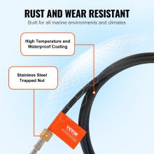VEVOR Boat Steering Cable, 17 Feet Outboard Marine Rotary Steering Cable, 1/2 Ton High Tensile Strength, Steel Steering Wheel Cable Compatible with Most Single-Station Outboard Steering Systems