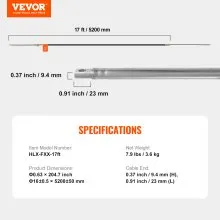 VEVOR Boat Steering Cable, 17 Feet Outboard Marine Rotary Steering Cable, 1/2 Ton High Tensile Strength, Steel Steering Wheel Cable Compatible with Most Single-Station Outboard Steering Systems