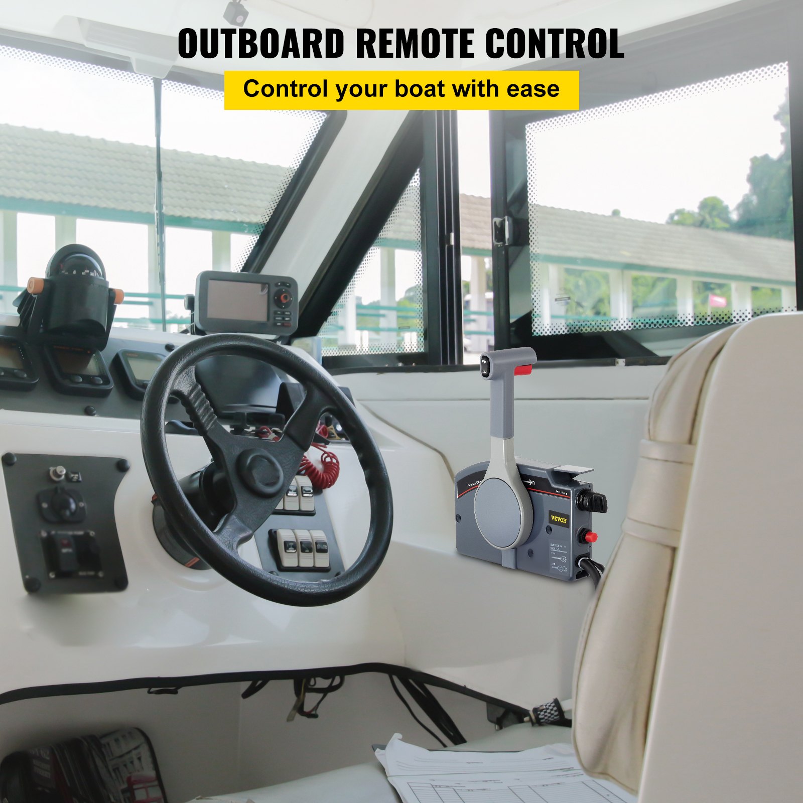 VEVOR Outboard Remote Control Box Side Mount Outboard Motor Fits for 703 Yamaha Outboards Push Throttle 10 Pin Cable 19.6 Feet Harness OEM 703-48205-16-00
