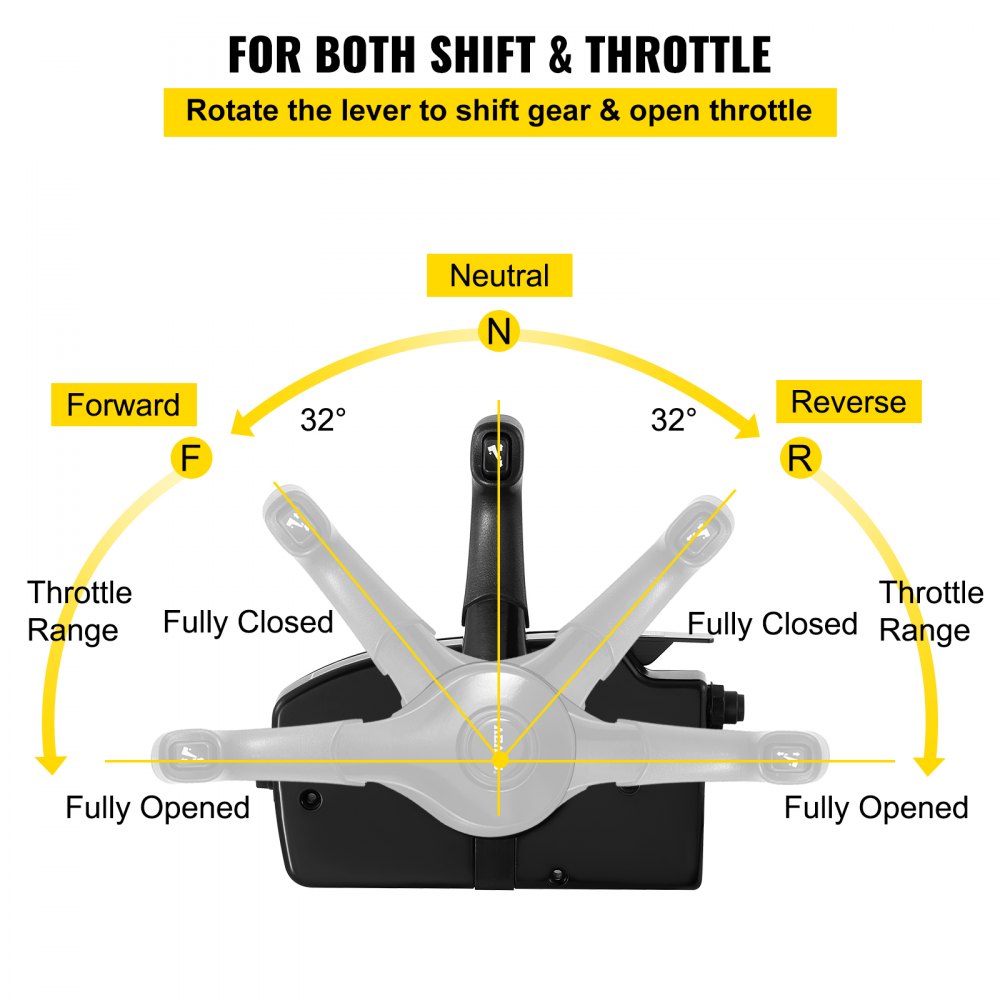 VEVOR Boat Throttle Control 881170A13 Remote Control Box Outboard Remote Control Box with 15' harness with 14 Pin Deutshe Connector For Mercury Outboard Engine Gasoline