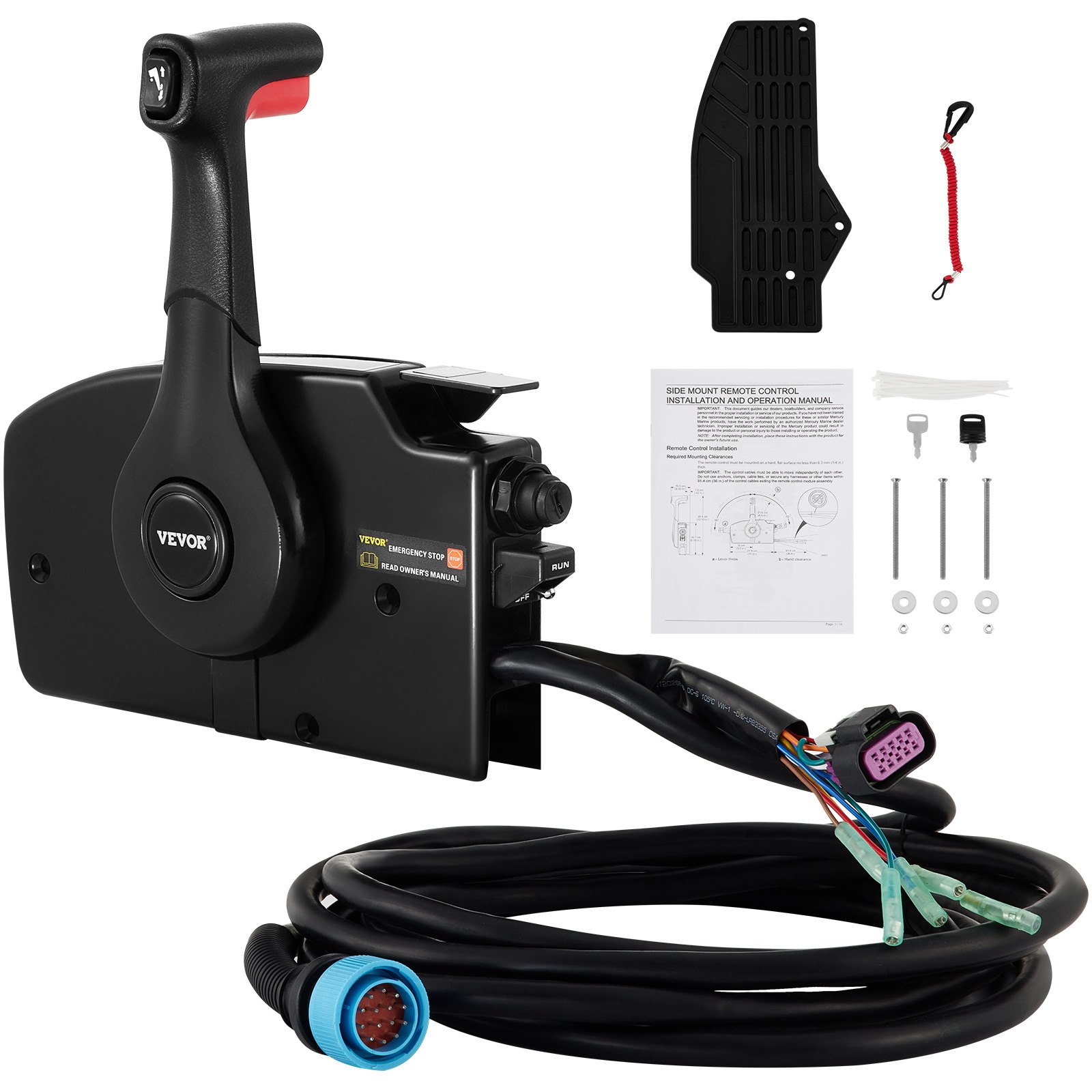 VEVOR Boat Throttle Control 881170A13 Remote Control Box Outboard Remote Control Box with 15' harness with 14 Pin Deutshe Connector For Mercury Outboard Engine Gasoline
