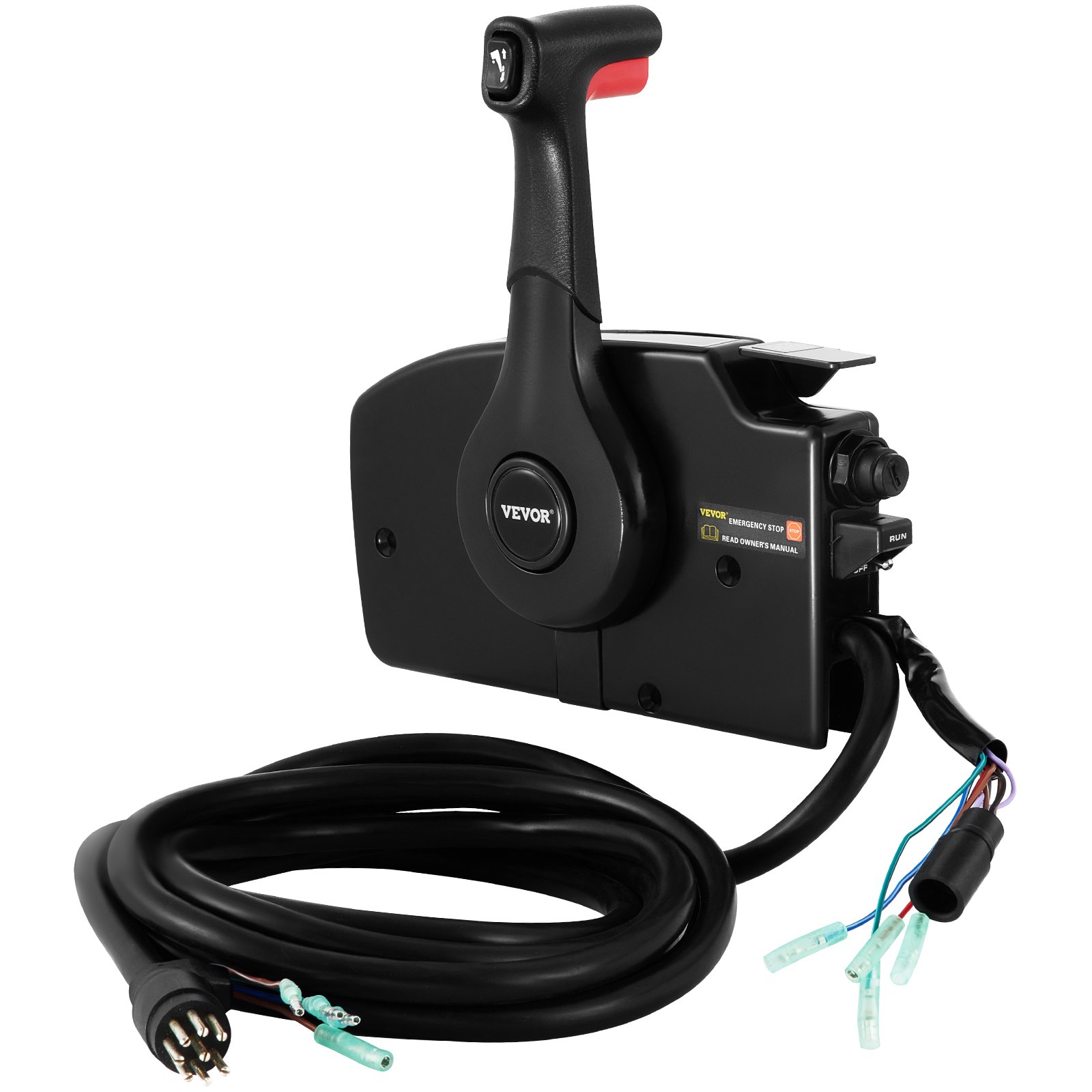 VEVOR mercury remote control box with cable and connectors.