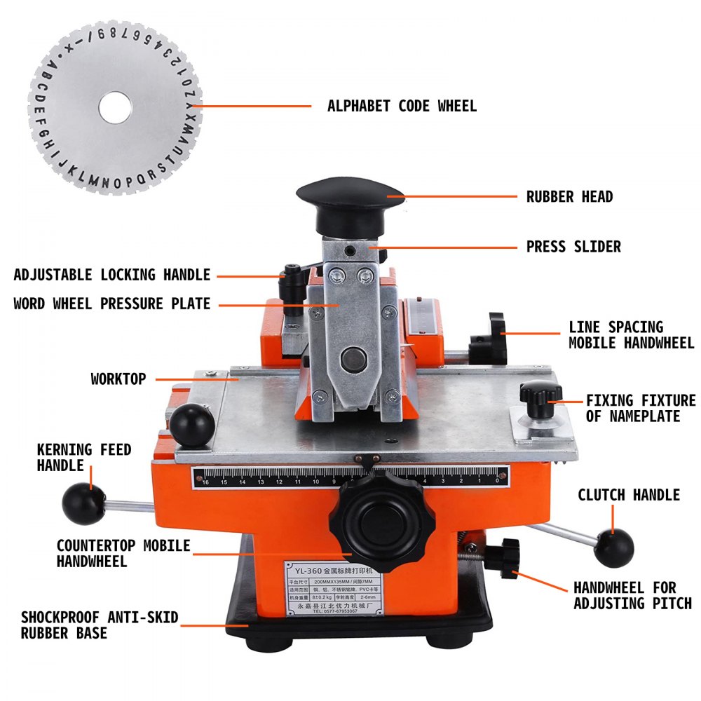Semi-auto Sheet Embosser Stamping Dog Tag Printer 4mm Embossing Machine Manual