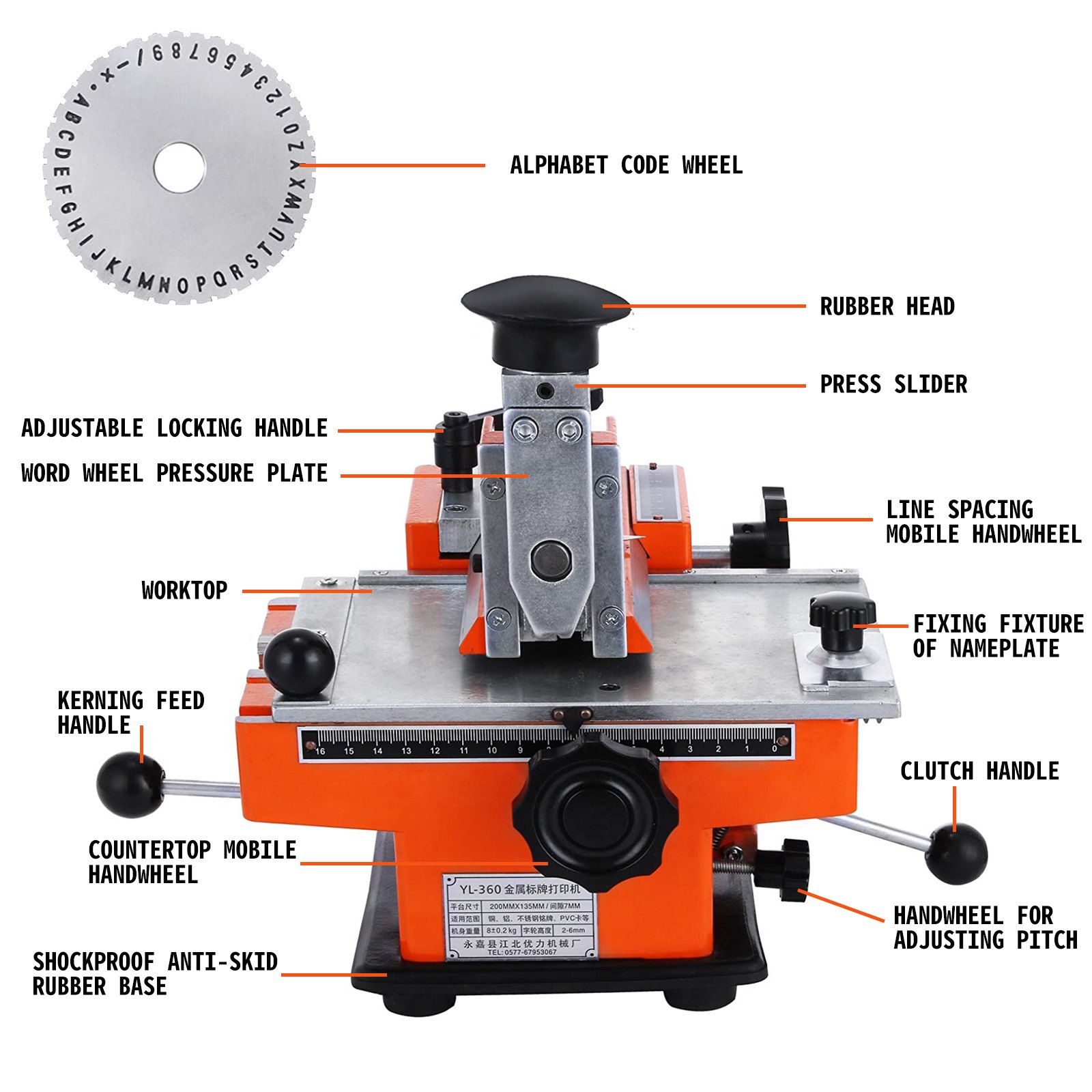 Semi-auto Sheet Embosser Stamping Dog Tag Printer 4mm Embossing Machine Manual