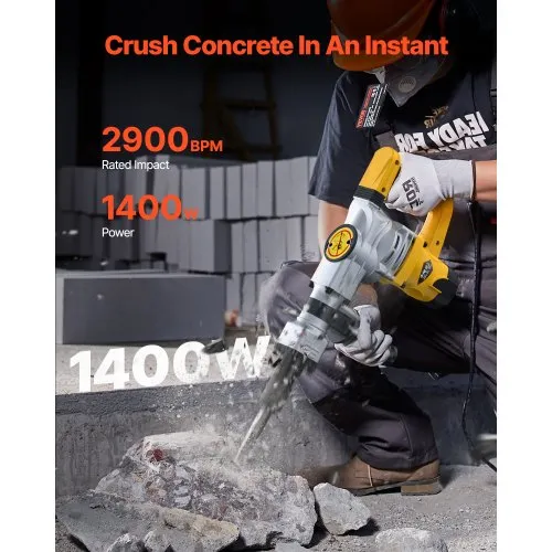 VEVOR Demolition Hammer Demolition Jack Hammer Concrete Breaker 1400w Electric