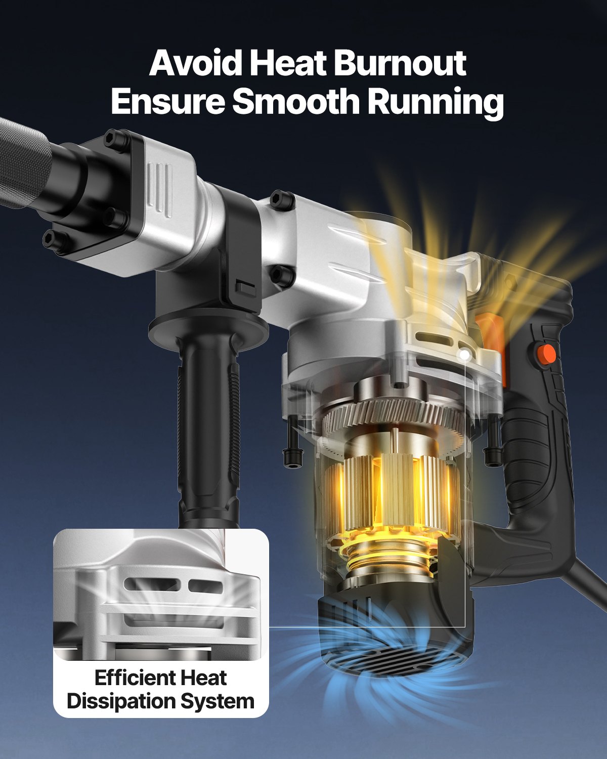 VEVOR Demolition Jack Hammer, 1400W Electric Jackhammer Heavy Duty, 2pcs Chisels Bits Chipping with Case, 2900 BPM Concrete Breaker, Gloves Black