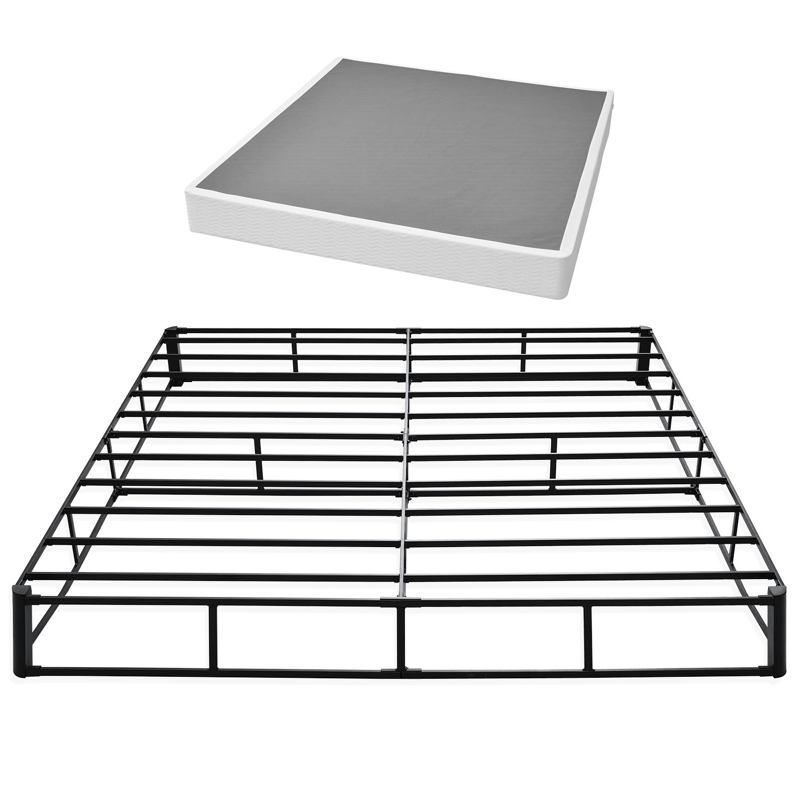 VEVOR Box Spring, King Size Bed Frame with Washable Fabric Cloth, Heavy Duty Metal Frame for King Bed, 230 mm Mattress Foundation, 1587.57 kg Max Weight Capacity, Easy Assembly, 2010 x 1925 x 230 mm