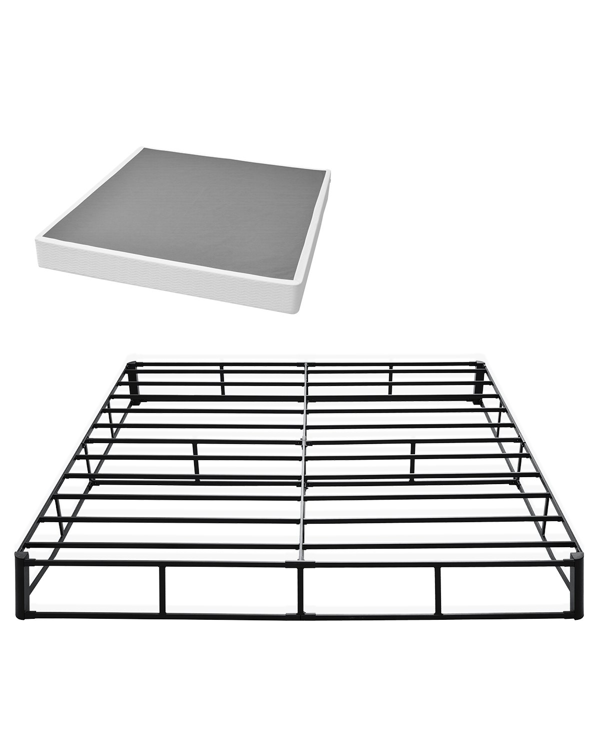 VEVOR Box Spring, King Size Bed Frame with Washable Fabric Cloth, Heavy Duty Metal Frame for King Bed, 9 in Mattress Foundation, 3500 lbs Max Weight Capacity, Easy Assembly, 79.1 L x 75.8 W x 9.1 H in