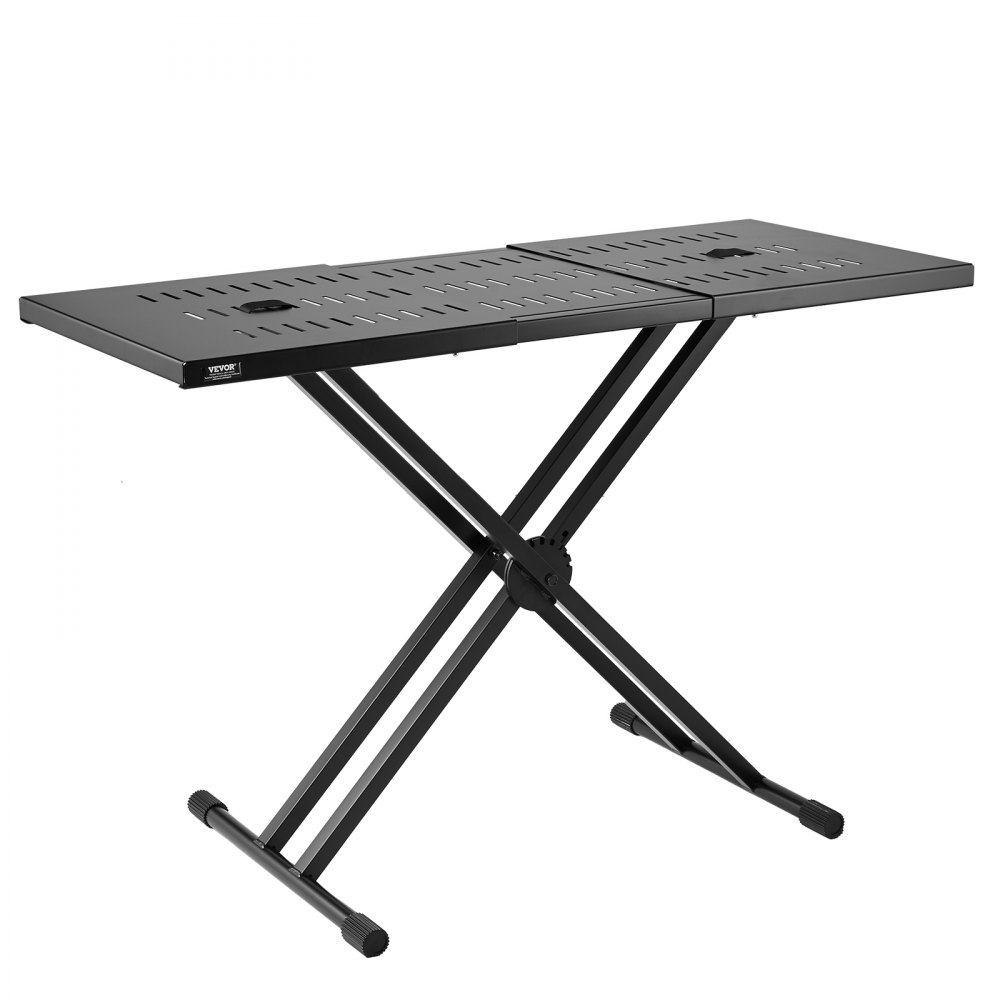 VEVOR Portable DJ Table with Double-X Braced Keyboard Stand Adjustable ...