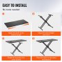 VEVOR Portable DJ Table with Double-X Braced Keyboard Stand Adjustable Height,  (82-109.5) x 46.5cm