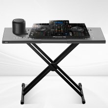 VEVOR Portable DJ Table with Double-X Braced Keyboard Stand Adjustable Height,  (82-109.5) x 46.5cm