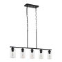 black VEVOR kitchen island pendant lights, featuring five clear glass bulb covers.