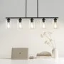 Závěsná světla do kuchyňského ostrůvku VEVOR s 5 světly, 60 W, nastavitelná jídelní lampa s čirým skleněným stínidlem, 4 tyče, 2 kovové řetězy, kovový rám, lineární lustry ve venkovském stylu do jídelny, E27