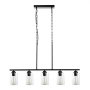 Závěsná světla do kuchyňského ostrůvku VEVOR s 5 světly, 60 W, nastavitelná jídelní lampa s čirým skleněným stínidlem, 4 tyče, 2 kovové řetězy, kovový rám, lineární lustry ve venkovském stylu do jídelny, E27