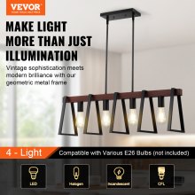 VEVOR 4-Light Kitchen Island Pendant Lights 60W Adjustable Dining Room Light E26
