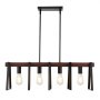 Luminária pendente VEVOR para ilha de cozinha com 4 lâmpadas, 60W, ajustável, para sala de jantar, com 2 hastes de 6" e 6 de 12", estilo industrial com estrutura metálica, lustre linear para sala de jantar, soquete E27.