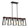 Luminária pendente VEVOR para ilha de cozinha com 4 lâmpadas, 60W, ajustável, para sala de jantar, com 2 hastes de 6" e 6 de 12", estilo industrial com estrutura metálica, lustre linear para sala de jantar, soquete E27.