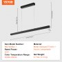 VEVOR Dimmable Linear Pendant Light 20W 47in LED Linear Light Fixture Remote Control