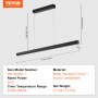VEVOR Dimmable Linear Pendant Light 20W 119.4 cm LED Linear Light Fixture Remote Control