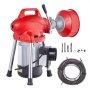 VEVOR Drain Cleaner Machine 66FT x 5/8 Inch, 250W Electric Sewer Snake Auger Manual Feed - with 2 Sectional Steel Cables (66' x 5/8" and 15' x 3/8"), 7 Cutters and CW/CCW Control for 1.6" to 4" Pipes