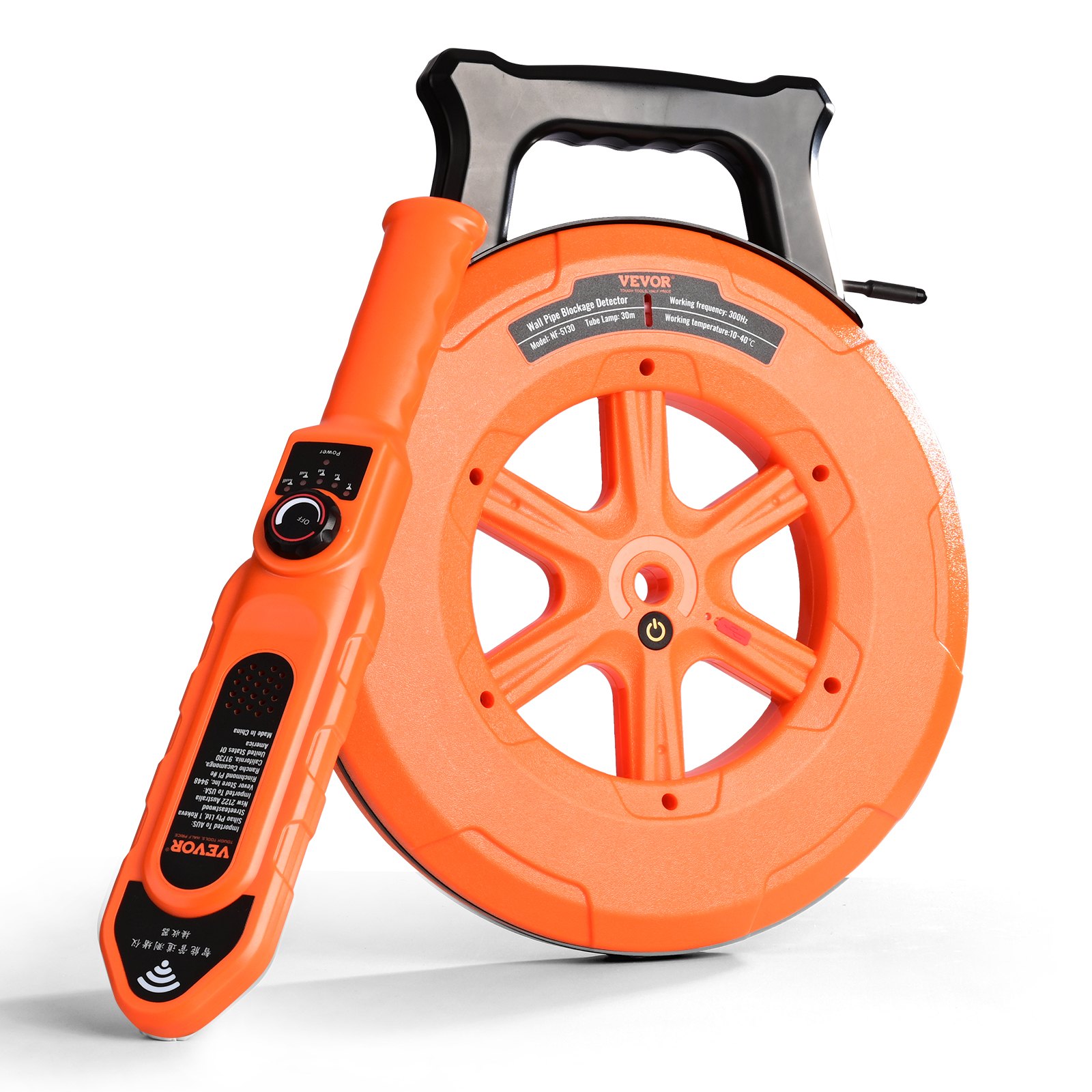 VEVOR Pipe Blockage Detector Locators 100ft/30m Waterproof for PVC Plastic Metal