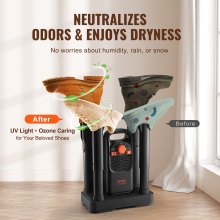 VEVOR Detachable 4-Tube Shoe Dryer with Timer and Quick Drying Black & Orange