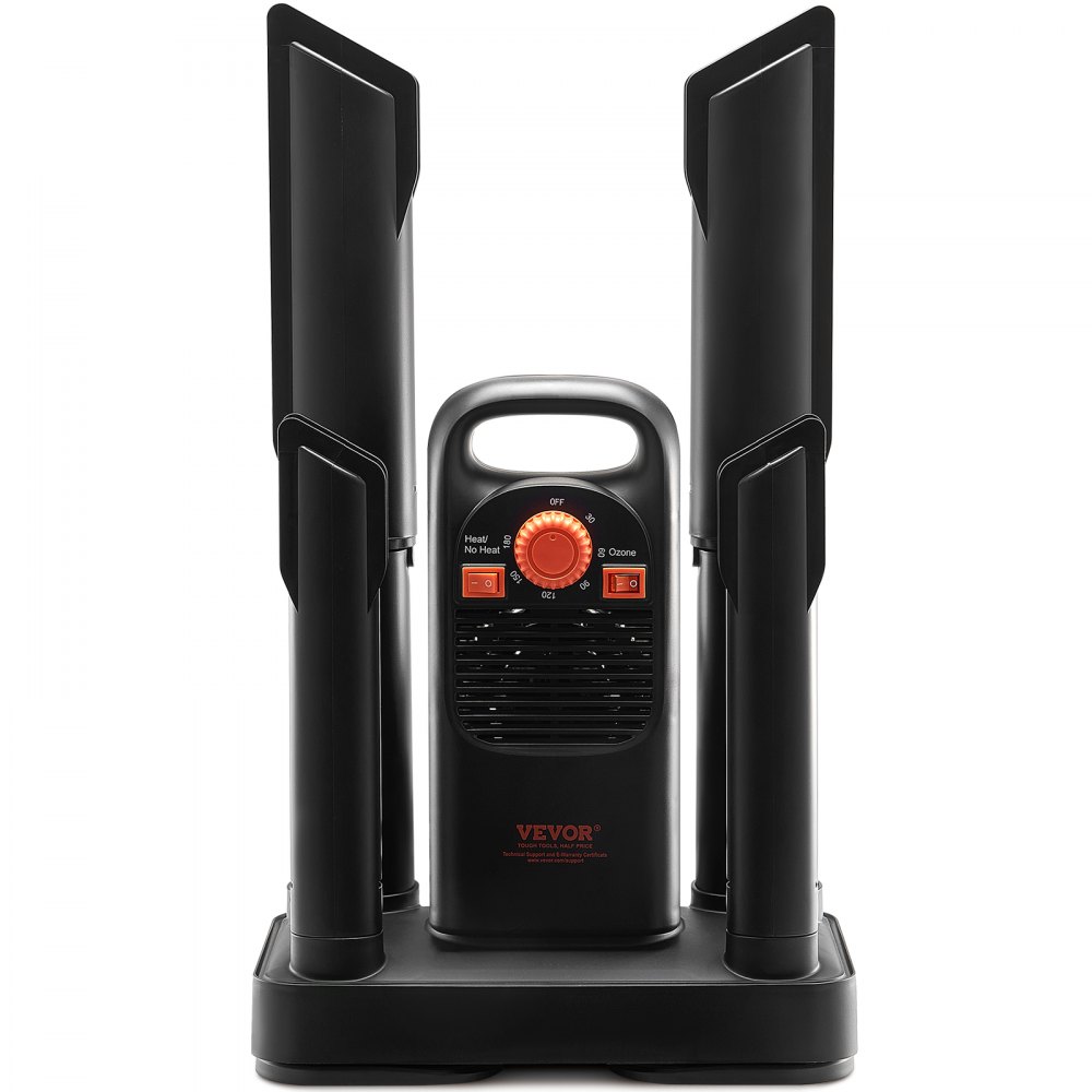 VEVOR Detachable 4 Tubes Shoe Dryer with Timer, Quick Drying Boot Warmers/Dryer with Ozone Disinfection, ABS+PP Material Boot Dryer for Snow Boots, Leather Shoes, Canvas Shoes, Socks, Black & Orange