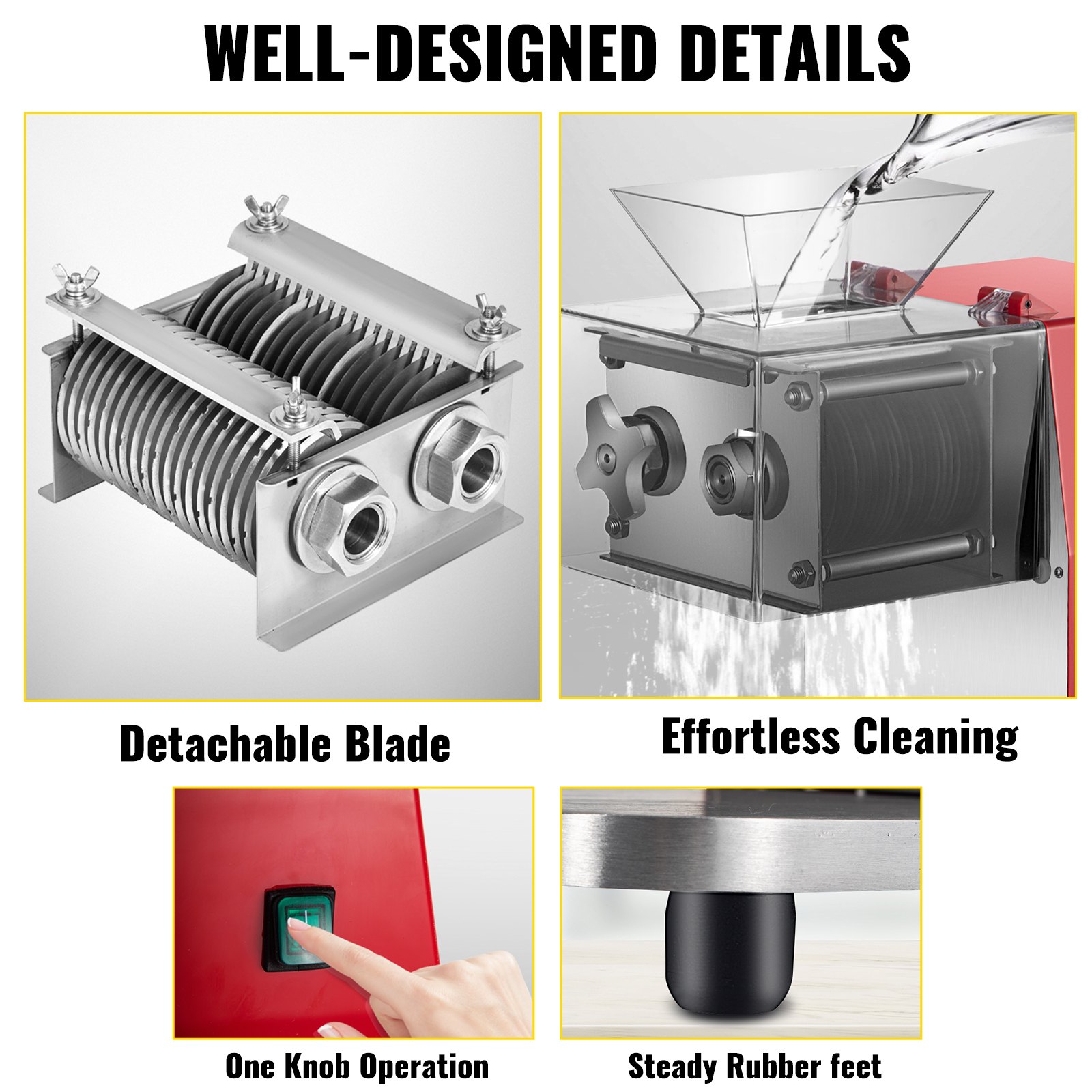 VEVOR Commercial Meat Cutting Machine, 551 Lbs/H 850W Meat Shredding Machine, 3.5mm/ 0.14inch Blade Electric Meat Cutter, Stainless Steel Restaurant Food Cutter, for Kitchen Supermarket Beef Chicken