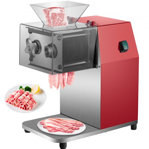 VEVOR Commercial Meat Cutting Machine, 551 Lbs/H 850W Meat Shredding Machine, 7mm Blade Electric Meat Cutter, Stainless Steel Restaurant Food Cutter, for Kitchen Supermarket Lamb Beef Chicken, Red