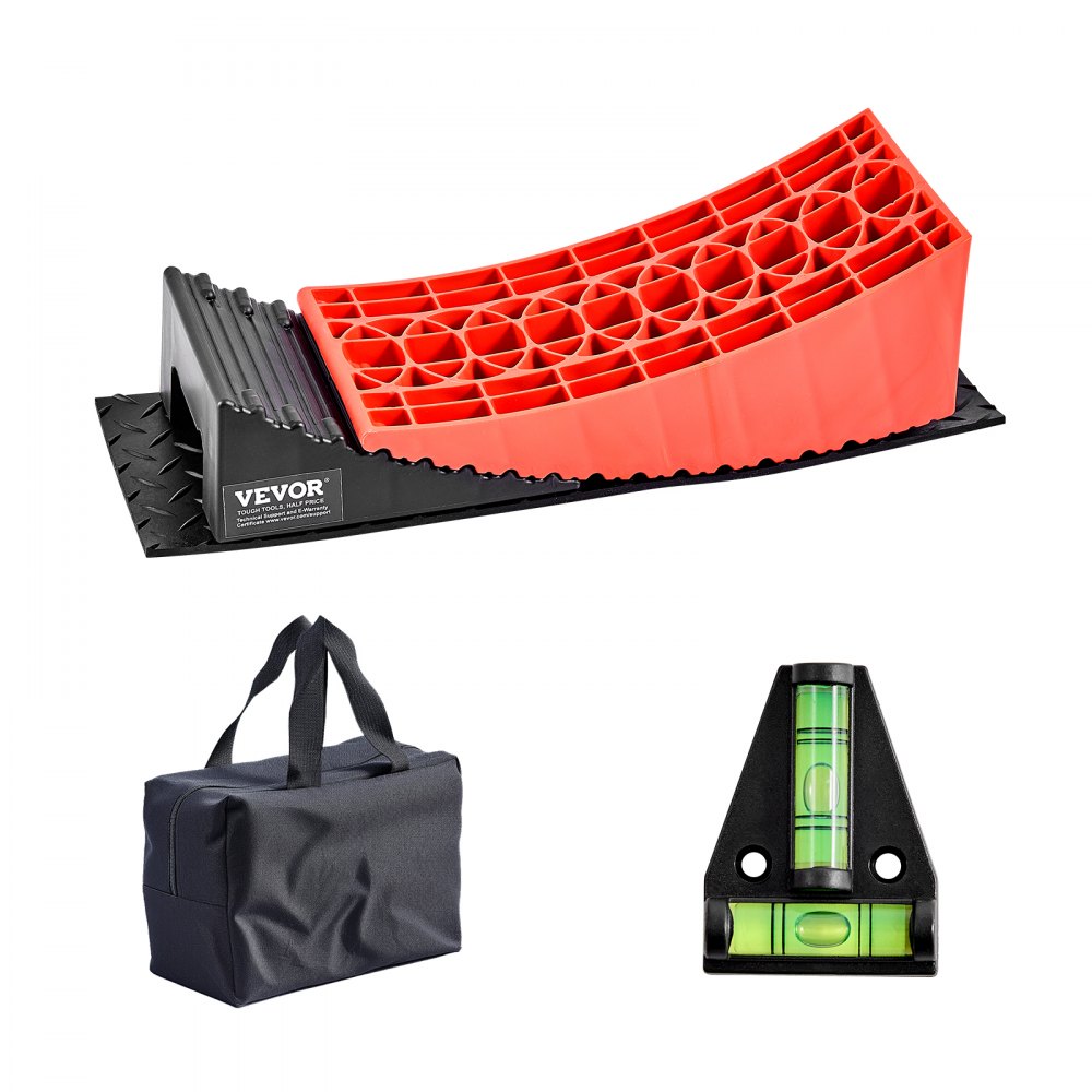 VEVOR Camper Levelers, 2 Pcs RV Leveling Blocks, up to 8818.5lbs Camper Wheel Chocks, Max. 4" Leveling Height Heavy Duty Curved Levelers, RV Camper Leveler Kit with Anti-Slip Mat Carrying Bag Level