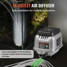 VEVOR Linear Air Pump, 90L/Min Air Flow Septic Aerator Pump, Aeration System for 1/4 Acre 10 FT Deep Ponds, Water Gardens, Waste Treatment, Septic Tanks, Aquariums, Seafood Restaurants, Fish Farms