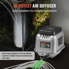 VEVOR Linear Air Pump, 109L/Min Air Flow Septic Aerator Pump, Aeration System for 1/2 Acre 10 FT Deep Ponds, Water Gardens, Waste Treatments, Septic Tanks, Aquariums, Seafood Restaurants, Fish Farms