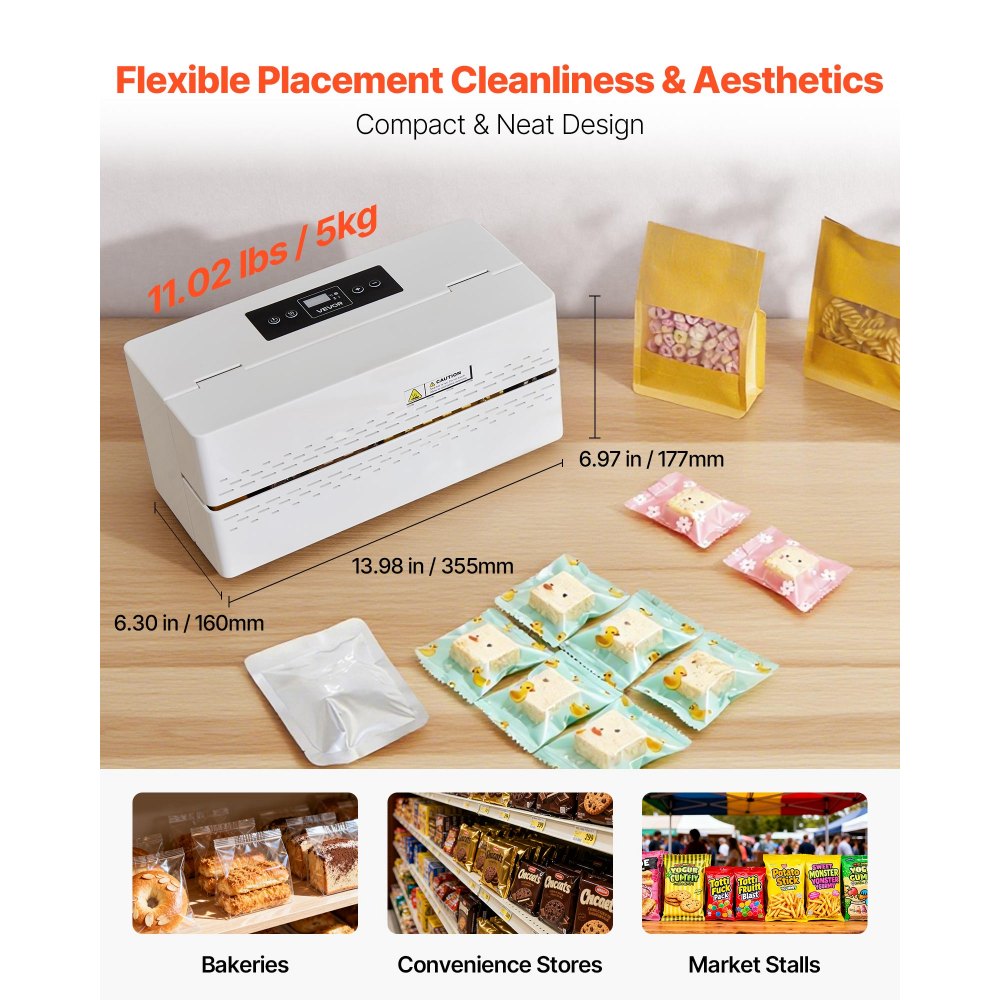 VEVOR Continuous Sealing Machine, 8-12 mm Seal Width, Automatic Continuous Band Sealer with Digital Temperature Control, Automatic Shutdown, Heat Sealing Machine for 0.06-0.2 mm Plastic Bags