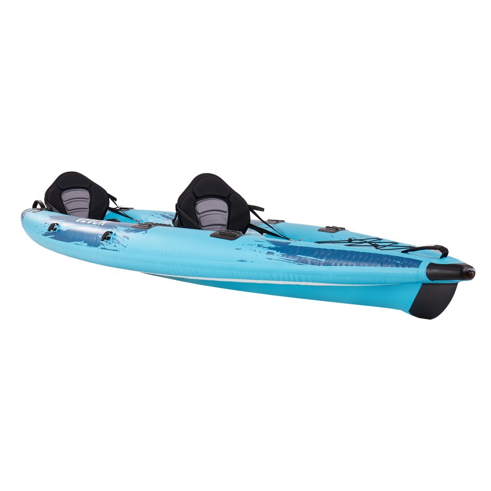 VEVOR Inflatable Kayak, 2-Person Inflatable Recreational Kayak 318kg Capacity, Leak & Puncture-Resistant with Padded Seat, PVC Drop-Stitch Floor, 2 Paddles, Hand Pump & Carry Bag for Fishing Camping