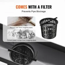VEVOR 610mm Linear Shower Drain with Square Pattern Grate,Brushed 304 Stainless Steel Rectangle Shower Floor Drain, Sleek Linear Drain with Hair Strainer, Matte Black