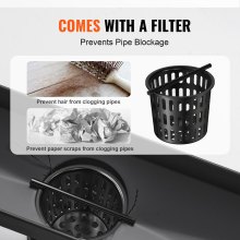 VEVOR 610mm Linear Shower Drain Offset with Tile Insert Cover,Brushed 304 Stainless Steel Rectangle Shower Floor Drain, Sleek Linear Drain with Hair Strainer, Black