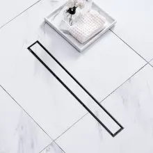 VEVOR 610mm Linear Shower Drain Offset with Tile Insert Cover,Brushed 304 Stainless Steel Rectangle Shower Floor Drain, Sleek Linear Drain with Hair Strainer, Black