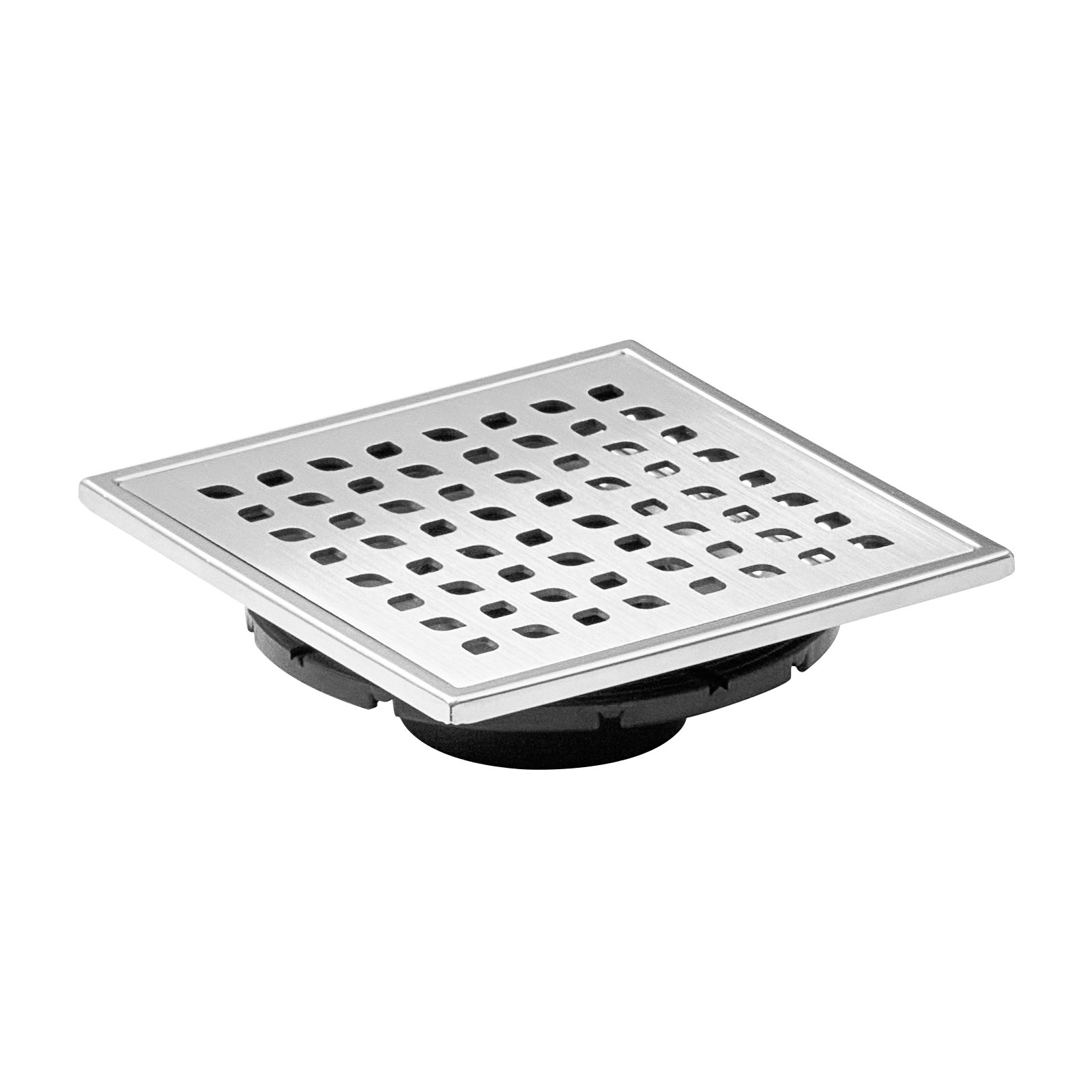 VEVOR 406mm Linear Shower Drain with Square Pattern Grate,Brushed 304 Stainless Steel Rectangle Shower Floor Drain,Linear Drain with Leveling Feet,Hair Strainer Silver
