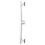 side view of VEVOR linear shower drain with adjustable legs and a stainless steel finish.