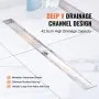 VEVOR 914mm Linear Shower Drain Offset with Tile Insert Cover,Brushed 304 Stainless Steel Rectangle Shower Floor Drain,Linear Drain with Leveling Feet,Hair Strainer Silver