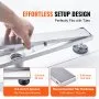 VEVOR 914mm Linear Shower Drain Offset with Tile Insert Cover,Brushed 304 Stainless Steel Rectangle Shower Floor Drain,Linear Drain with Leveling Feet,Hair Strainer Silver