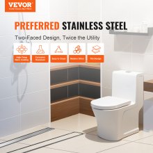 VEVOR 610mm Linear Shower Drain Offset with Tile Insert Cover,Brushed 304 Stainless Steel Rectangle Shower Floor Drain,Linear Drain with Leveling Feet,Hair Strainer Silver