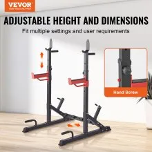 VEVOR Soporte para sentadillas Power Rack, soporte multifuncional para barra con gancho, accesorio para almacenar placas de pesas, soportes ajustables para press de banca libre, carga máxima de 600 libras, soporte para sentadillas de acero para gimnasio/gimnasio en casa