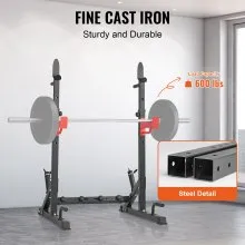 VEVOR Soporte para sentadillas Power Rack, soporte multifuncional para barra con gancho, accesorio para almacenar placas de pesas, soportes ajustables para press de banca libre, carga máxima de 600 libras, soporte para sentadillas de acero para gimnasio/gimnasio en casa